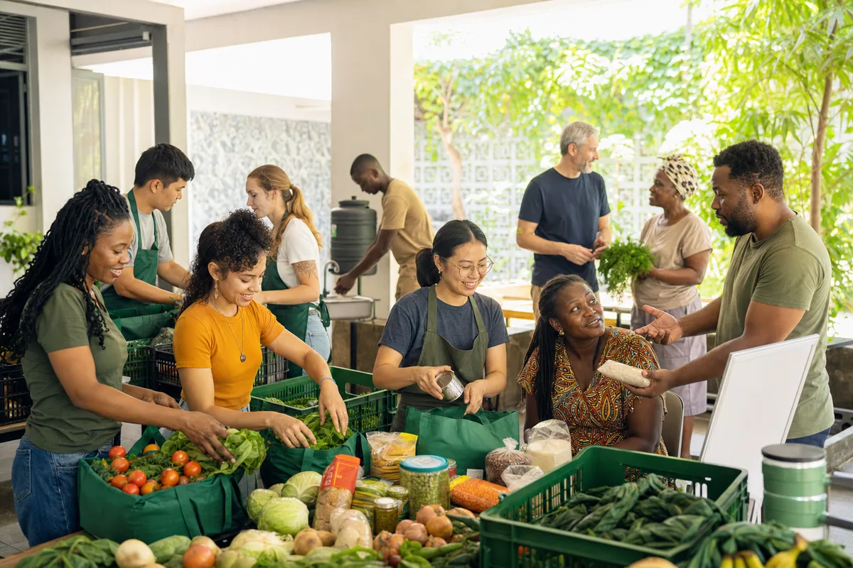 Community team organizing food support together